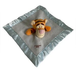 Disney Tigger 10" Blue Lovey Security Blanket Plush Satin Trim Pooh & Friends